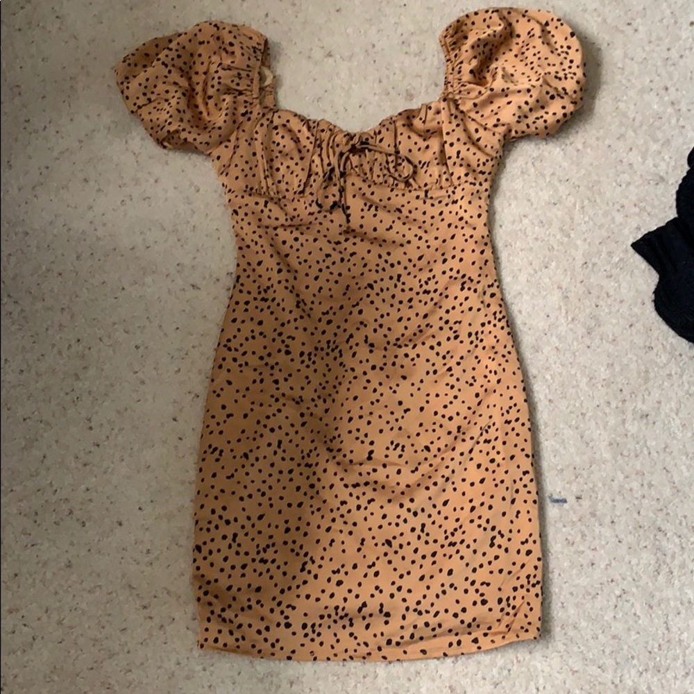 Dalmation print puff sleeve dress